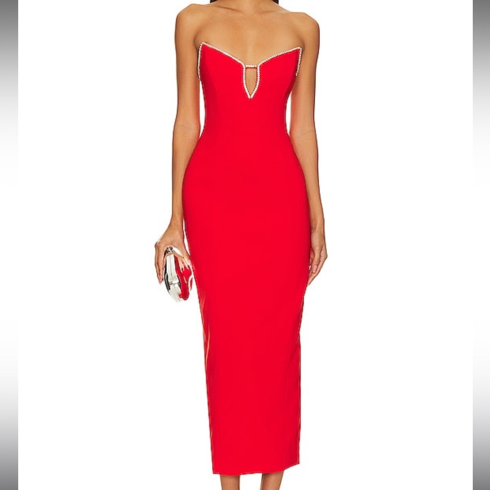 Red midi dress